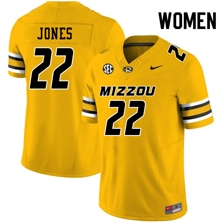 Women #22 Tavorus Jones Missouri Tigers College Football Jerseys Stitched-Gold